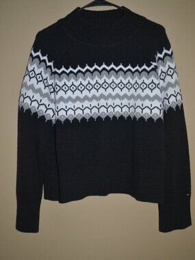 Tommy Hilfiger Women's Black Fair Isle Turtleneck Sweater